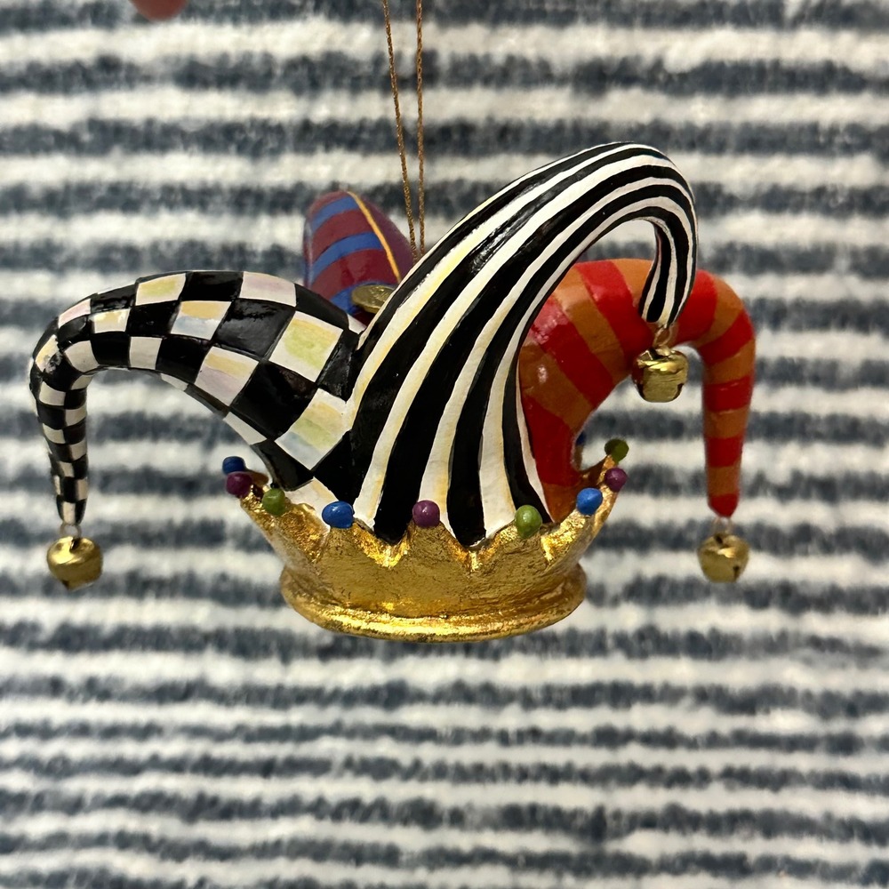 MacKenzie-Childs‎ Rare Jester's Hat Hanging Ornament Discontinued Mardi Gras
